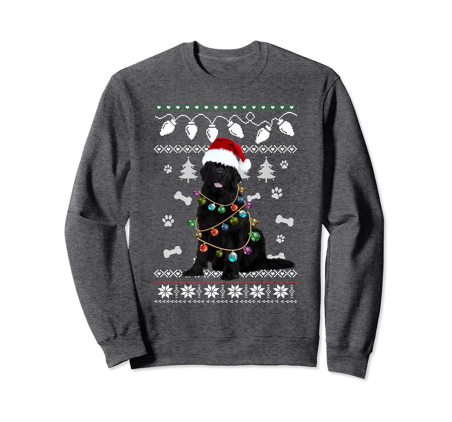 Newfoundland Christmas Dog Light Ugly Sweater Sweatshirt